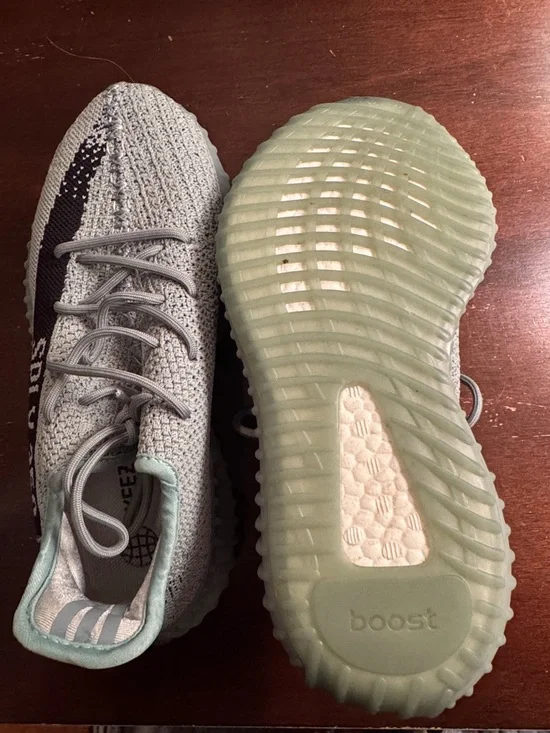 Light Mint & Black Yeezy Sneakers with Black Side Stripe - Picture 5 of 5